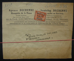 LetDoc. 336. Bande D'emballage De L'agence Dechenne, T260, Bruxelles 1937 - Typo Precancels 1929-37 (Heraldic Lion)