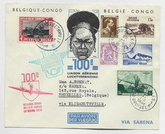 BELGIQUE MIXTE CONGO BELGE LETTRE COVER AVION BRUXELLES ELISABETH VILLE 1938 SABENA - Autres & Non Classés