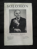 SOLOMON CUTNER PIANISTE KLAVIER PIANIST PIANO RECITAL CONCERT NUMERO 12 PROGRAMME PROGRAM - Programme