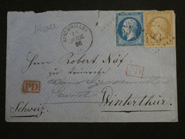 BM18 FRANCE BELLE LETTRE  1865 BISCHWILLER A WINTHERTUR SUISSE +NAPOLEON  ++AFFRANCH. INTERESSANT - 1862 Napoleone III