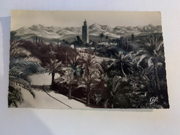 MARRAKECH LA KOUTOUBIA DANS LES PALMIERS ET L'ATLAS CPSM FORMAT CPA 1953 - Marrakesh