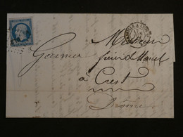 BM18 FRANCE BELLE LETTRE  1858 MARSEILLE A CREST  +NAPOLEON N°14 ++AFFRANCH. INTERESSANT - 1853-1860 Napoléon III