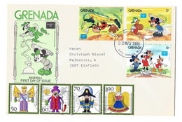 Disney  Grenada Grenadines Ameripex 1986 FDC Baseball Rexpedition 1990 Deutsche Bundespost - Disney