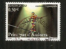 ANDORRA /ANDORRE.Europa 2002, Le Cirque Et Clowns, 1 Timbre Oblitéré Andorre, 1 ère Qualité - Gebraucht