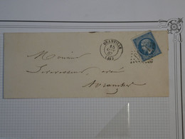 BM18 FRANCE BELLE LETTRE  1867 GRANVILLE   +NAPOLEON N°22 ++AFFRANCH. INTERESSANT - 1862 Napoleon III