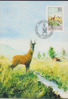 1986 Liechtenstein MC 68 Mi: LI 907°, Y&T: LI 848°, ZNr. LI 847°,  Jagd, Rehbock Im Ruggeller Riet - Covers & Documents