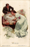 PC ARTIST SIGNED, HARRISON FISHER, THEIR NEW LOVE, Vintage Postcard (b45222) - Fisher, Harrison