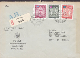 Liechtenstein LANDSGERICHT Registered Recommandé Label VADUZ 1988 Cover Lettre ST. GALLEN Suisse 20Rp 1.10 Fr & 2.00 Fr. - Dienstmarken