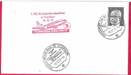 TURCHIA - ANNULLO SPECIALE DC 10 IN FRANKFURT - TURKISH AIRLINES - Covers & Documents