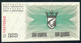 BOSNIA HERZEGOVINA  P13 100  DINARA  1992  #CJ     UNC. - Bosnië En Herzegovina