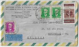 Brazil 1961 Commercial Cover From São Paulo To Marcinelle Belgium Commemorative Stamp Coffe + Definitive Rui Barbosa - Covers & Documents