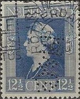 NETHERLANDS 1944 Queen Wilhelmina - 121/2c. - Blue FU PERFIN MARKED "M&G" - Gezähnt (perforiert)