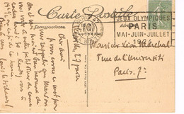 JEUX OLYMPIQUES 1924 -  MARQUE POSTALE -  TIR A LA CIBLE - ESCRIME - JOUR DE COMPETITION - 27-06 - - Estate 1924: Paris