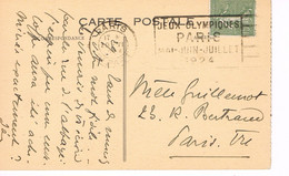 JEUX OLYMPIQUES 1924 -  MARQUE POSTALE - ESCRIME - JOUR DE COMPETITION - 29-06 - - Zomer 1924: Parijs