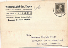EUPEN  - BUSINESS CARD -  WILHELM SCHRÖDER - RUE DE LA MONTAGNE 71_73 - FABRIQUE DE BROSSES - 2 SCANS - Eupen