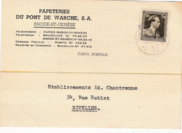 RHODE ST.GENESE   - BUSINESS CARD - PAPETERIES DU PONT DE WARCHE S.A.  - 2 SCANS - St-Genesius-Rode