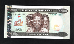 Erithrée, 20 Nakfa, 1997 Issue - Eritrea