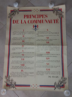 AFFICHE "Principes De La Communauté - Ph. PETAIN 1940" - 55x75 - TTB - Afiches