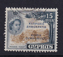 Cyprus: 1960/61   QE II - Pictorial 'Cyprus Republic' OVPT   SG192   15m   Yellow-bistre & Indigo    Used - Cyprus (...-1960)