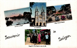 N°36182 Z -cpsm Souvenir De Saïgon -multivues- - Saluti Da.../ Gruss Aus...
