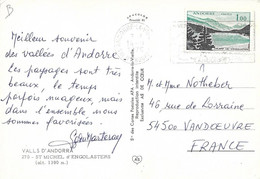 ANDORRE  -   TIMBRE N° 213 A -  CROIX GOTHIQUE  - 1976  -  SUR CP - Cartas & Documentos