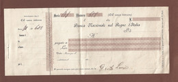 ASSEGNO DELLA BANCA NAZIONALE NEL REGNO D'ITALIA  DEL 1892 - SERIE DS - N. 688  - Firmato G.H.LEVI - Cheques & Traveler's Cheques