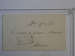 BN1  PORTUGAL BELLE LETTRE  RR  1843  A ALHAMBRA +SCEAU ROYAL +AFFRANCH. BLEU INTERESSANT++ + - ...-1853 Préphilatélie