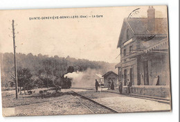 CPA 60 Sainte Genevieve Bonvillers La Gare Et Le Train Tramway - Sainte-Geneviève