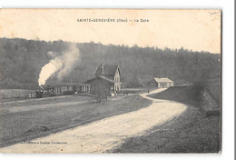 CPA 60 Sainte Genevieve La Gare Et Le Train Tramway - Sainte-Geneviève