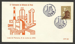 Portugal Cachet Commémoratif Raffinerie Du Porto Pétrole Leça Da Palmeira 1972 Oporto Refinery Oil Petroleum Event Pmk - Flammes & Oblitérations