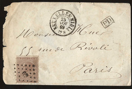 ENVELOPPE 30c LEOPOLD / BRUXELLES POUR PARIS / 25 NOV 1869 / LSC - 1869-1883 Leopold II