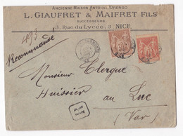 Enveloppe 1896 Ancienne Maison Antoine Orengo , L. Giaufret & Maifret Fils Successeurs Nice . - 1876-1898 Sage (Tipo II)