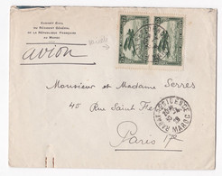 Enveloppe Par Avion 1928 Rabat , Cabinet Civil Du Résident Général De R.F. Au Maroc Pour Paris France - Cartas & Documentos