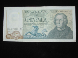 ITALIE - 5000 Cinqumilia Lire - C.Colombo  - Banca D'Italia 1973. **** EN ACHAT IMMEDIAT **** - 10000 Lire