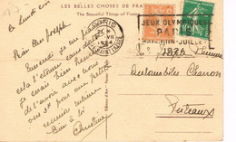 JEUX OLYMPIQUES 1924 -  MARQUE POSTALE - GYMNASTIQUE - TENNIS - ESCRIME -NATATION - BOXE - JOUR DE COMPETITION - 17-07 - - Ete 1924: Paris