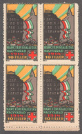 ORADEA Nagyvárad Hungary ROMANIA TRANSYLVANIA Red Cross 1914 WW1 War Military LABEL VIGNETTE CINDERELLA Block Of Four - Altri & Non Classificati