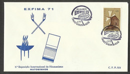 Portugal Cachet A Date Expo Collection Boîtes Allumettes 1971 Matosinhos Event Pmk Matches Matchbook Collector Expo - Flammes & Oblitérations