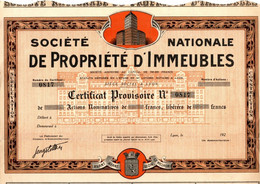 Société Nationale De Propriété D'Immeubles - Surélévation - Construction - Certificat Provisoire N° 0817 - Lyon. - Industry