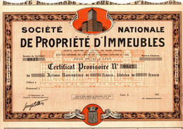 Société Nationale De Propriété D'Immeubles - Surélévation - Construction - Certificat Provisoire N° 0817 - Lyon. - Industrie