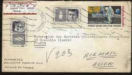 COVER FDC / FIRST MAN ON THE MOON / DENVER COLO TO FRANCE - Lettres & Documents