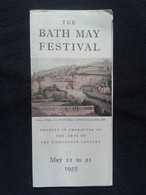 1955 BATH FESTIVAL GIOCONDA DE VITO YEHUDI MENUHIN VIOLIN VIOLON CONCERT BROCHURE PROGRAMME PROGRAM - Programmes