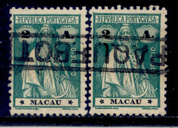 ! ! Macau - 1913 Ceres 2 A (Stars 4-3 Error) - Af. 212 - Used PAQUEBOT Cancel) - Oblitérés
