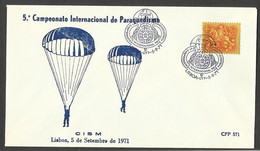 Portugal Cachet Commémoratif Championat Internationale Parachutisme 1971 Event Postmark World Parachuting Championship - Parachutting