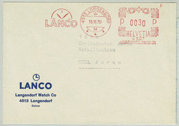 Schweiz / Helvetia 1970, Brief Freistempel / EMA / Meterstamp Lanco Watch Langendorf - Aarau, Uhren / Horloges - Horlogerie