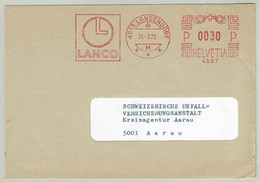 Schweiz / Helvetia 1972, Briefausschnitt Freistempel / EMA / Meterstamp Lanco Watch Langendorf - Aarau, Uhren / Horloges - Horlogerie