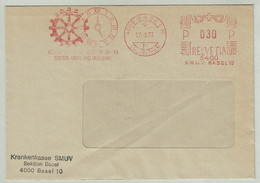 Schweiz / Helvetia 1973, Briefumschlag Freistempel / EMA / Meterstamp Basel, Uhren / Horloges / Watches, Gewerkschaft - Horlogerie