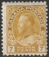 Canada 1916 Sc 113 Mi 96 Yt 96 SG 209 MLH* Yellow Ochre Some Gum Crazing - Unused Stamps