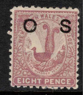 NSW 1888 8d Lilac-Rose OS SG O43 HM #AEY5 - Mint Stamps