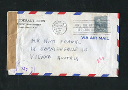 "USA" 1951, Brief Mit "ZENSUR" Ex N.Y. Nach Wien (14/04) - Lettres & Documents