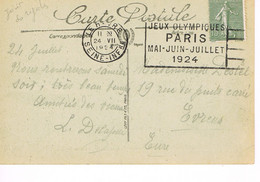 JEUX OLYMPIQUES 1924 -  MARQUE POSTALE - YACHTING AU HAVRE - JOUR DE COMPETITION - 24-07 - - Ete 1924: Paris